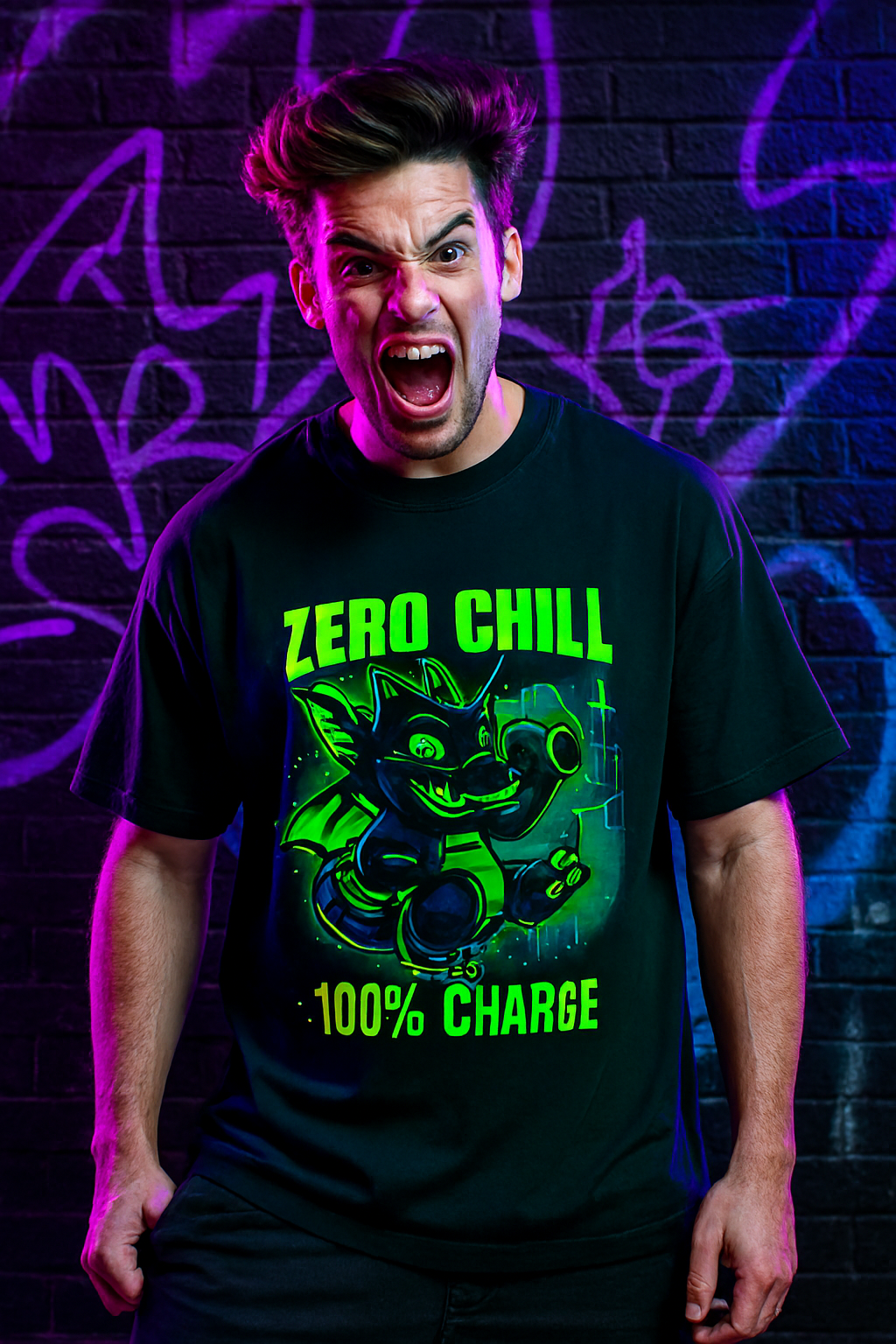 Zero Chill Dragon Tee, 100% Charge Graphic Tee