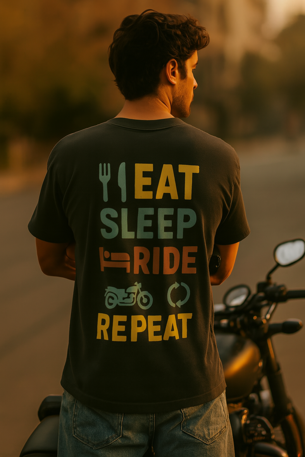 "Eat Sleep Ride Repeat" Graphic Tee, The Biker's Lifestyle Tee