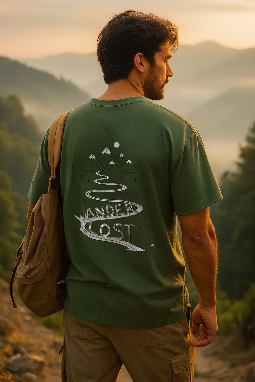 "Wanderlost" Minimalist Tee, The Mountain Trail Graphic Tee